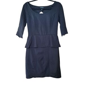 🇨🇦 Le Château Black Peplum Sheath Dress – Medium – Made in Canada